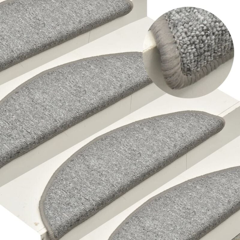 foto del prodotto vidaxl tappetini per scale 15 pz 56x17x3 cm grigio chiaro semicircolari