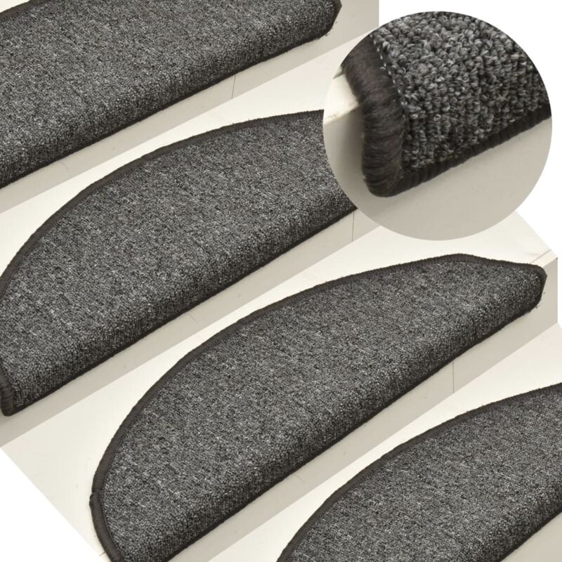 foto del prodotto vidaxl tappetini per scale 15 pz 56x17x3 cm grigio scuro semicircolari
