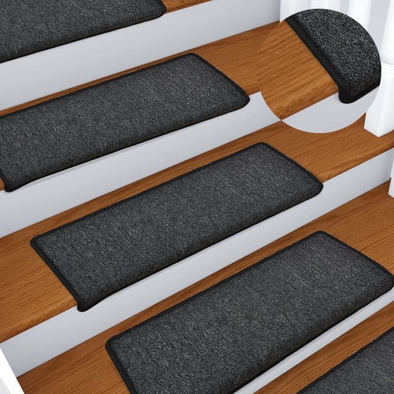foto del prodotto vidaxl tappetini per scale 15 pz 65x21x4 cm antracite bordo rettangolare
