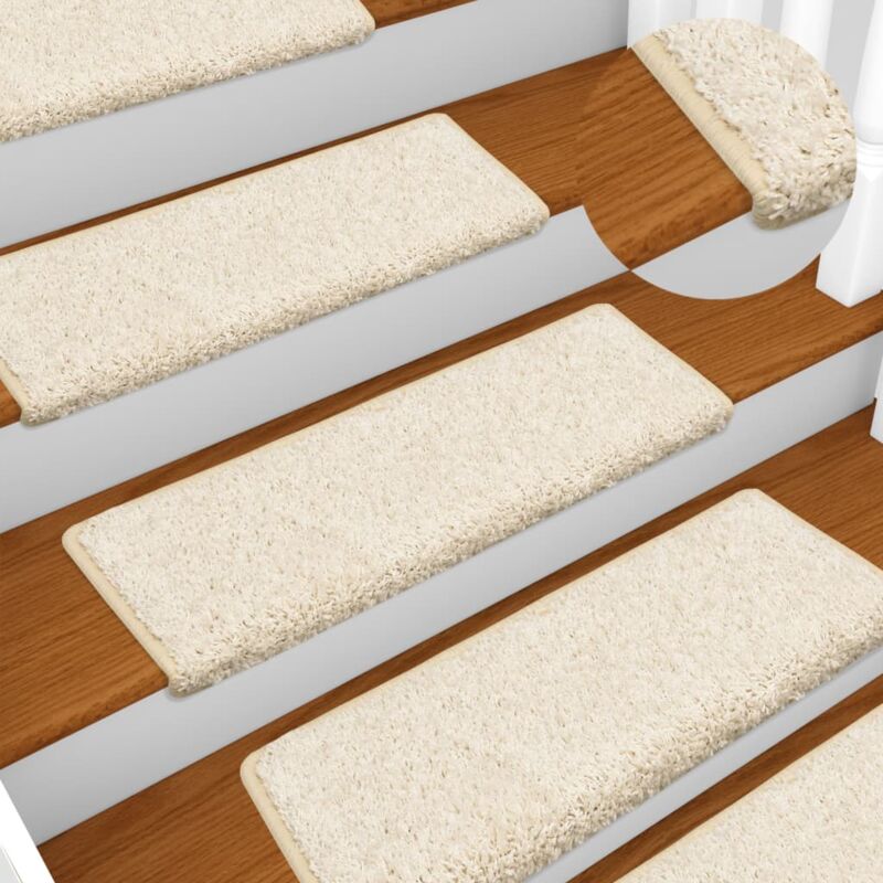 foto del prodotto vidaxl tappetini per scale 15 pz 65x21x4 cm bianchi con bordo rettangolare