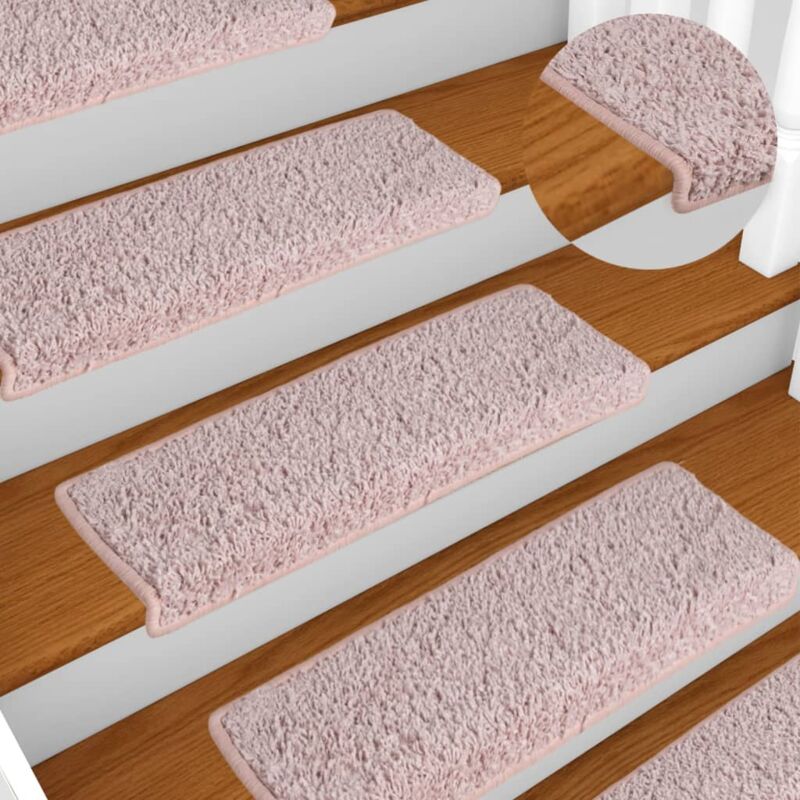 foto del prodotto vidaxl tappetini per scale 15 pz 65x21x4 cm bianchi e rosa 756236