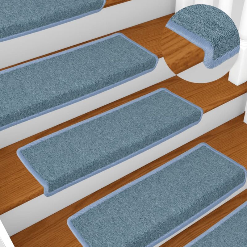 foto del prodotto vidaxl tappetini per scale 15 pz 65x21x4 cm blu mare con bordo rettangolare