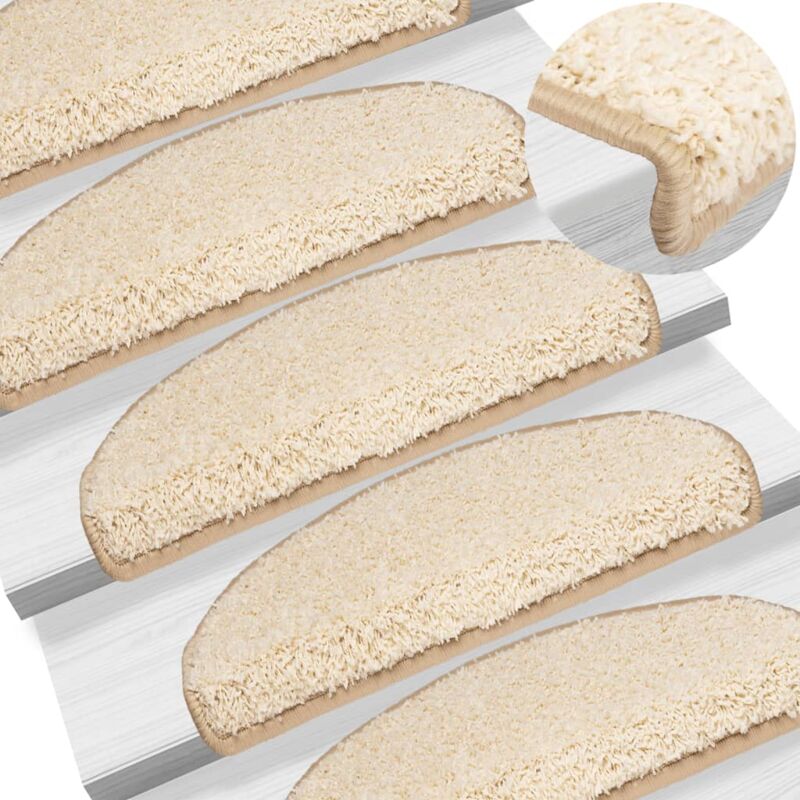 foto del prodotto vidaxl tappetini per scale 15 pz 65x21x4 cm crema semicircolari grandi