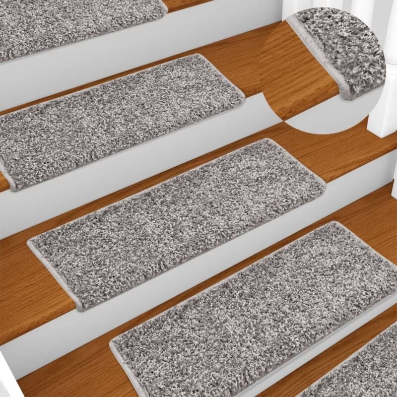 foto del prodotto vidaxl tappetini per scale 15 pz 65x21x4 cm grigio bordo rettangolare
