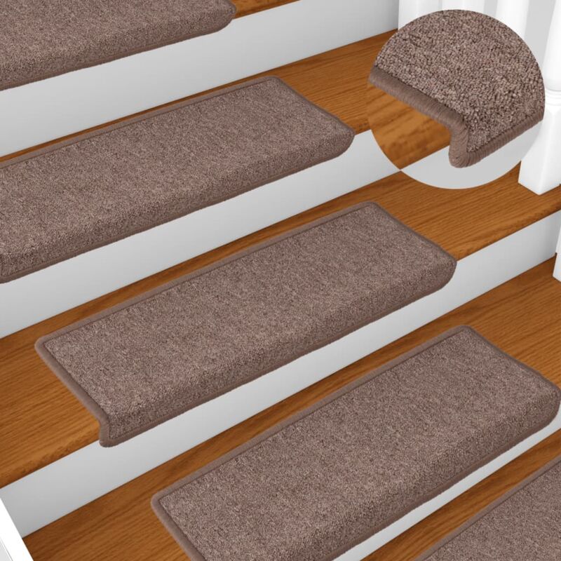 foto del prodotto vidaxl - tappetini per scale 15 pz 65x21x4 cm marrone bordo rettangolare