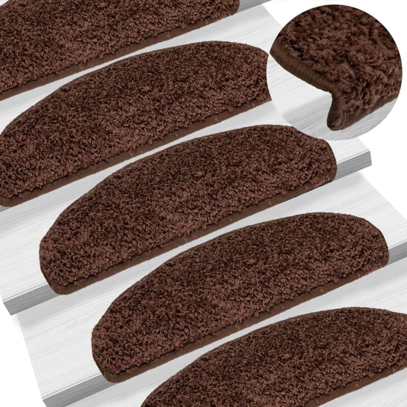 foto del prodotto vidaxl tappetini per scale 15 pz 65x21x4 cm marrone semicircolari grandi