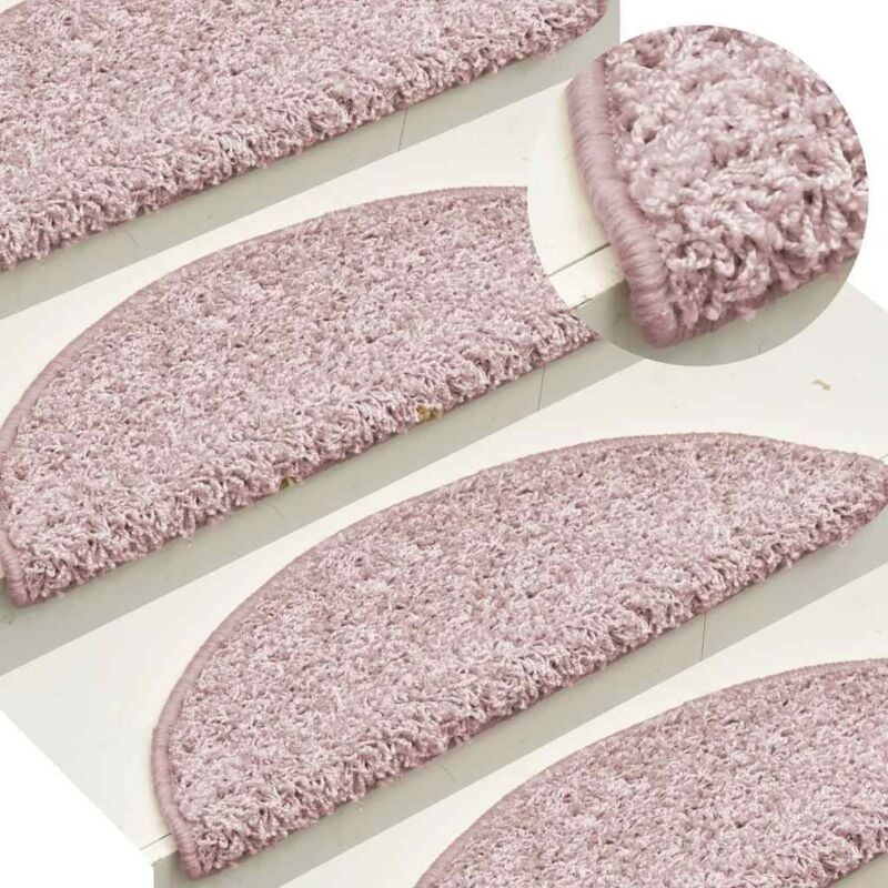 foto del prodotto vidaxl tappetini per scale 15 pz 65x21x4 cm rosa chiaro semicircolari grandi