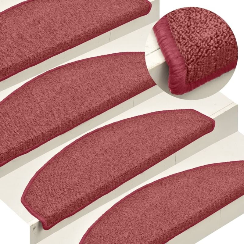 foto del prodotto vidaxl tappetini per scale 15 pz 65x24x4 cm bordeaux semicircolari grandi