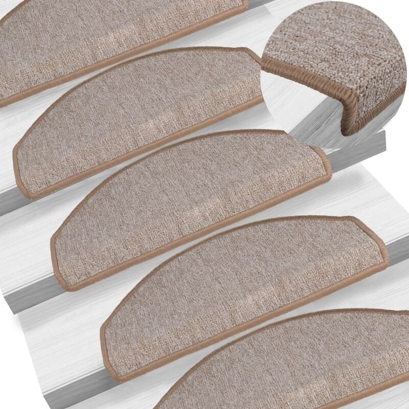 foto del prodotto vidaxl tappetini per scale 15 pz 65x24x4 cm marrone chiaro semicircolari grandi