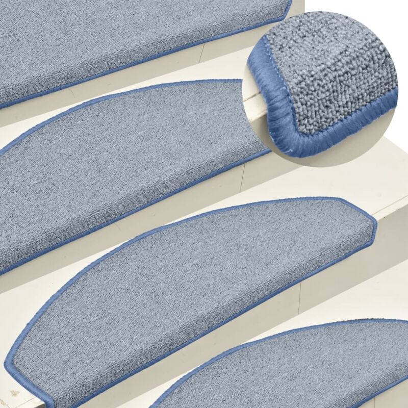 foto del prodotto vidaxl tappetini per scale 15 pz grigio chiaro e blu 65x24x4 cm 853722