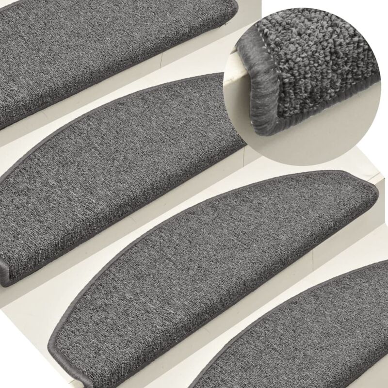 foto del prodotto vidaxl tappetini per scale 15 pz grigio scuro 65x24x4 cm