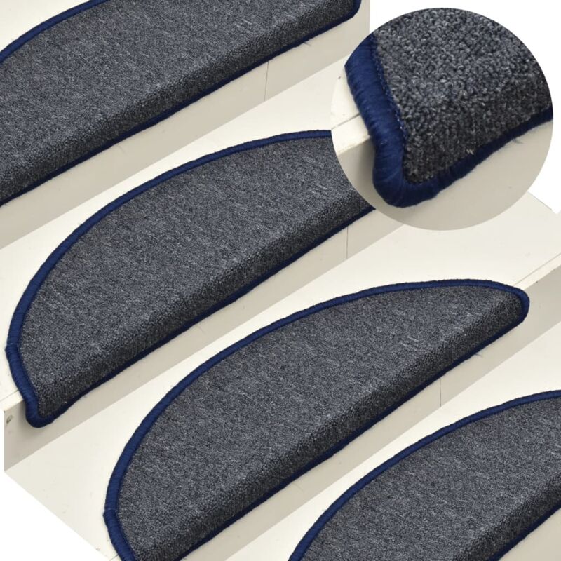 foto del prodotto vidaxl tappetini per scale 15 pz grigio scuro e blu 56x17x3 cm
