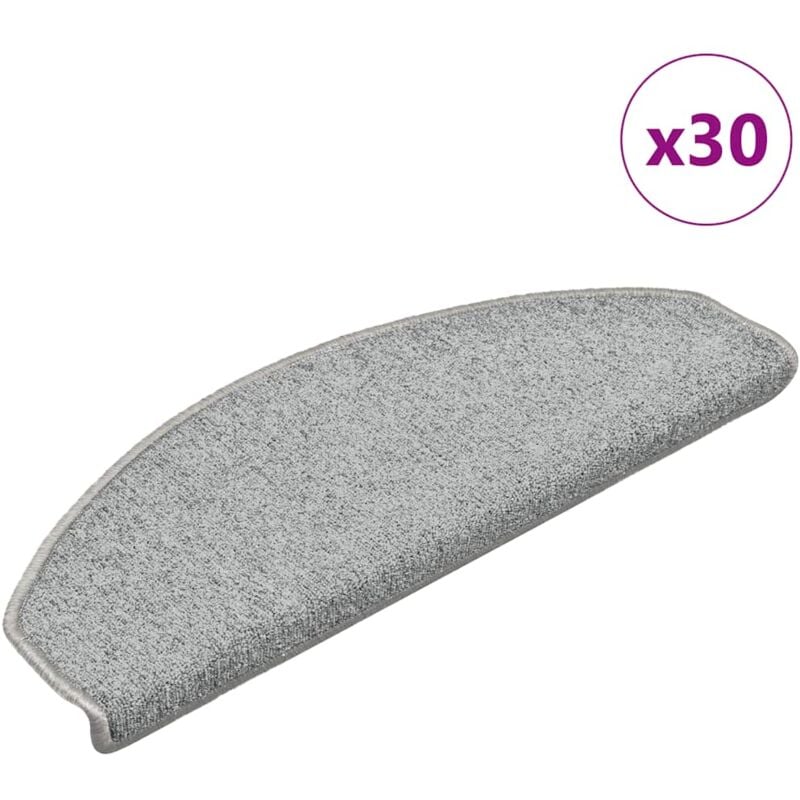 foto del prodotto vidaxl tappetini per scale 30 pz 65x24x4 cm grigio chiaro semicircolari grandi
