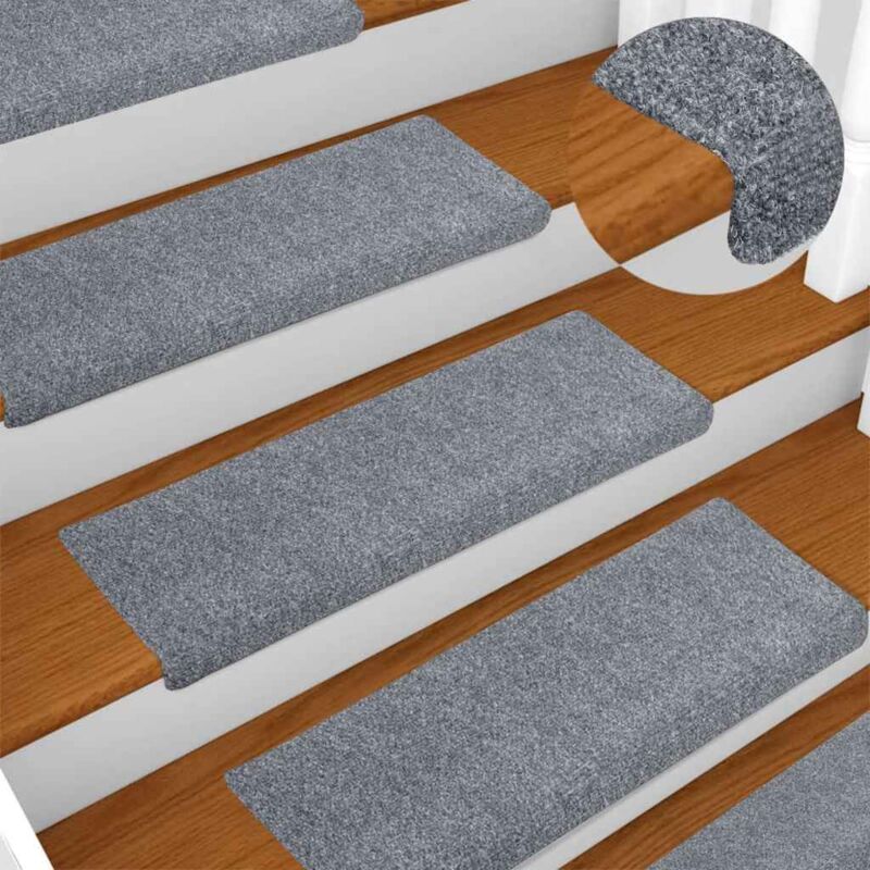 foto del prodotto vidaxl tappetini per scale autoadesivi 15 pz 65x21x4 cm grigio chiaro bordo rettangolare