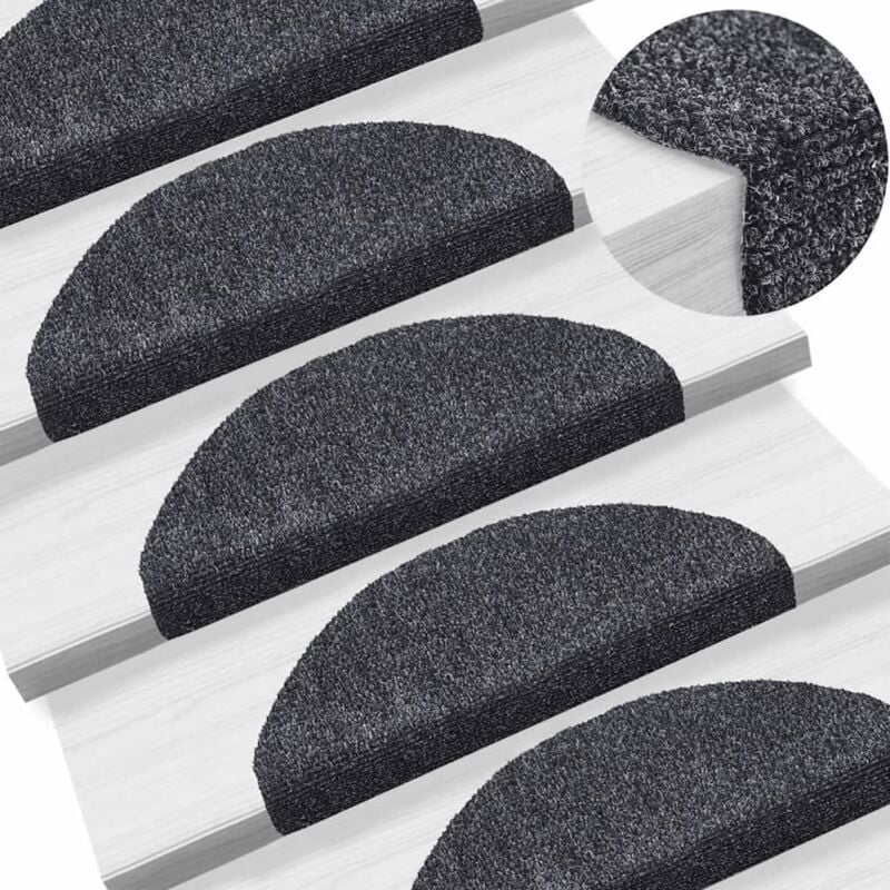 foto del prodotto vidaxl tappetini per scale autoadesivi 15 pz 65x21x4 cm grigio scuro semicircolari grandi