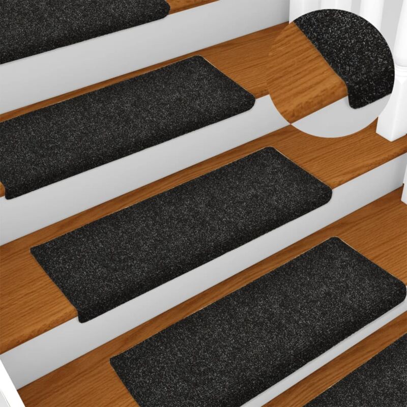 foto del prodotto vidaxl tappetini per scale autoadesivi 15 pz 65x21x4 cm neri bordo rettangolare