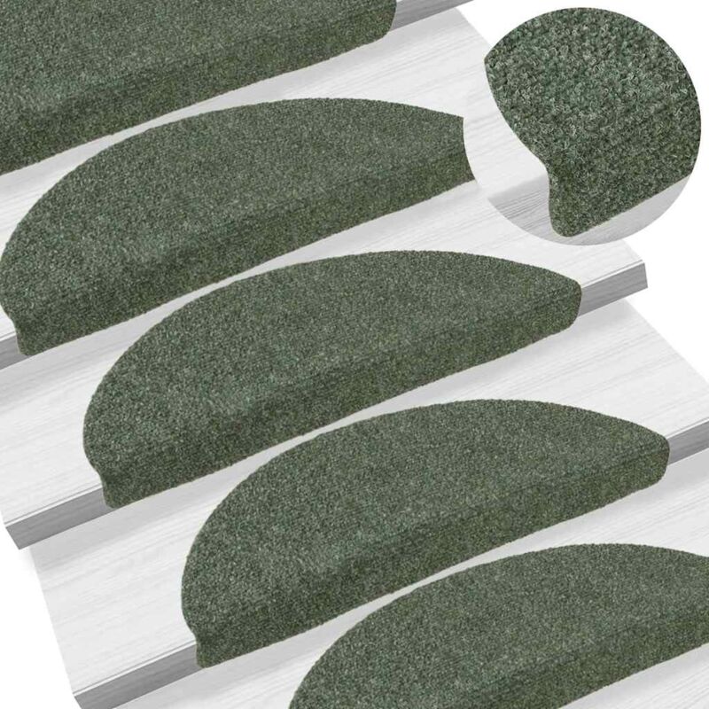 foto del prodotto vidaxl tappetini per scale autoadesivi 20 pz 56x17x3 cm verdi semicircolari