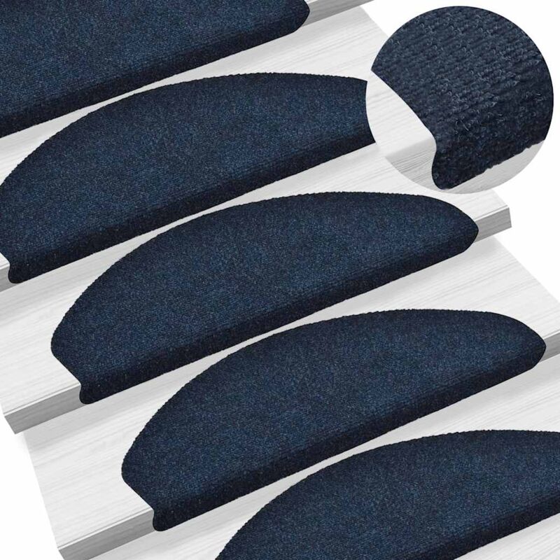 foto del prodotto vidaxl tappetini per scale autoadesivi 5 pz 65x21x4 cm blu navy semicircolari grandi