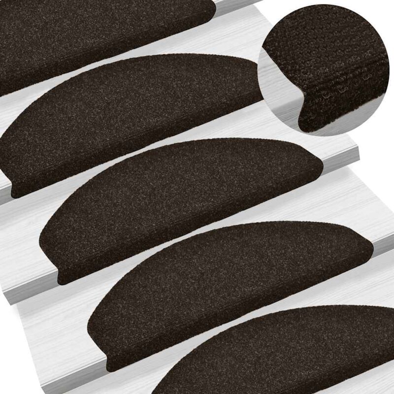 foto del prodotto vidaxl tappetini per scale autoadesivi 5 pz 65x21x4 cm marrone scuro semicircolari grandi
