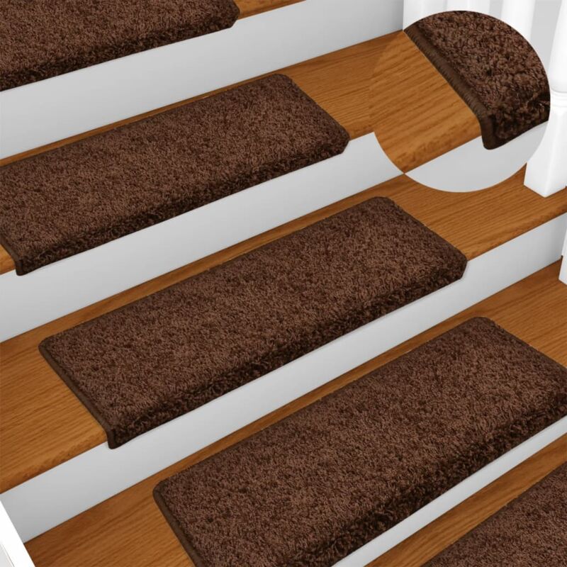 foto del prodotto vidaxl tappetini per scale in moquette 15 pz 65x21x4 cm marroni