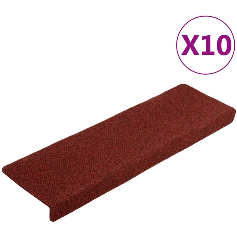 foto del prodotto vidaxl tappetini per scale tessuto agugliato 10 pz 65x21x4 cm bordeaux