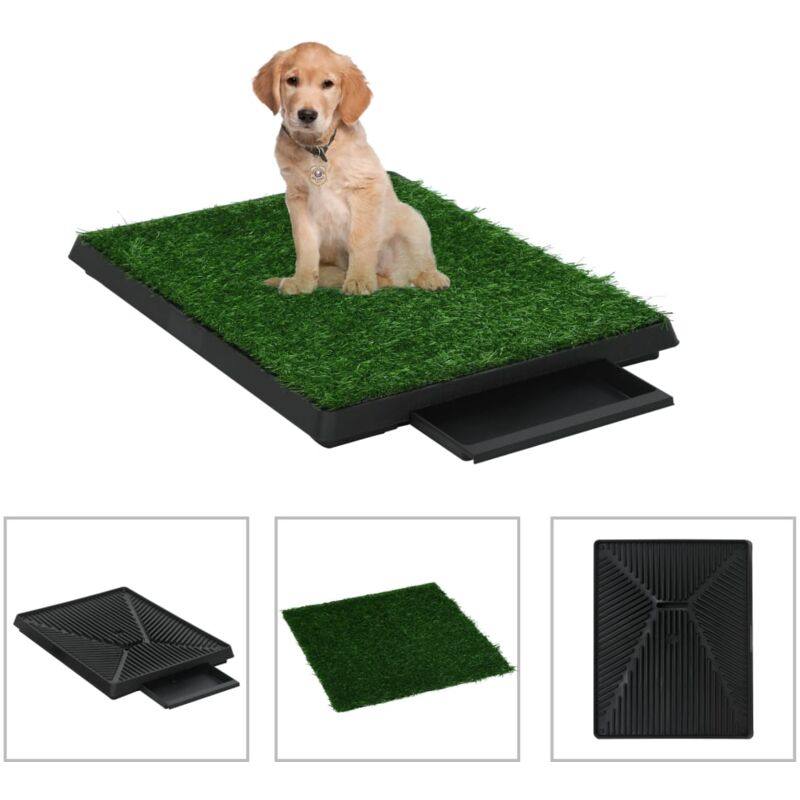 foto del prodotto vidaxl tappetino igienico cani con erba sintetica verde wc varie dimensioni dimensioni 63x50x7 cm