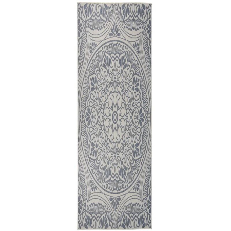 foto del prodotto vidaxl tappeto da esterni a tessitura piatta 80x250 cm motivo blu