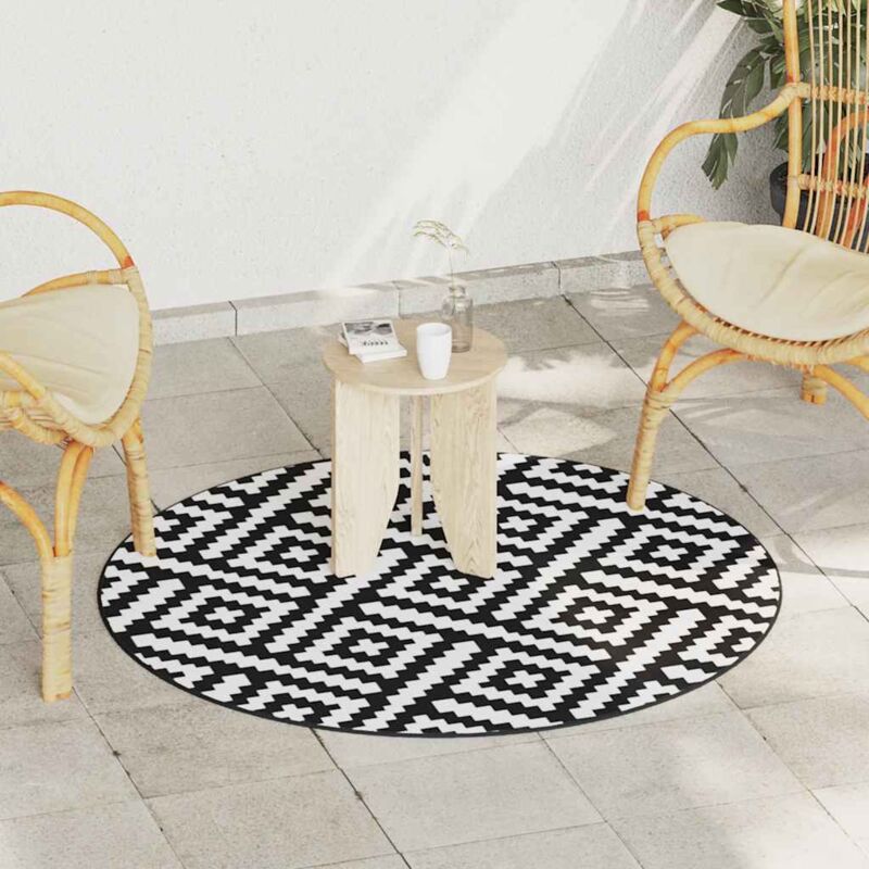 foto del prodotto vidaxl tappeto da esterni arakil bianco e nero 120 cm in pp