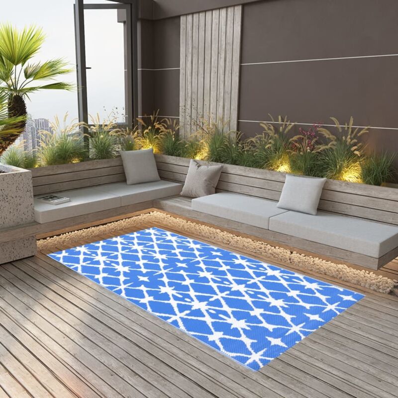 foto del prodotto vidaxl tappeto da esterni arakil blu e bianco 120x180 cm in pp