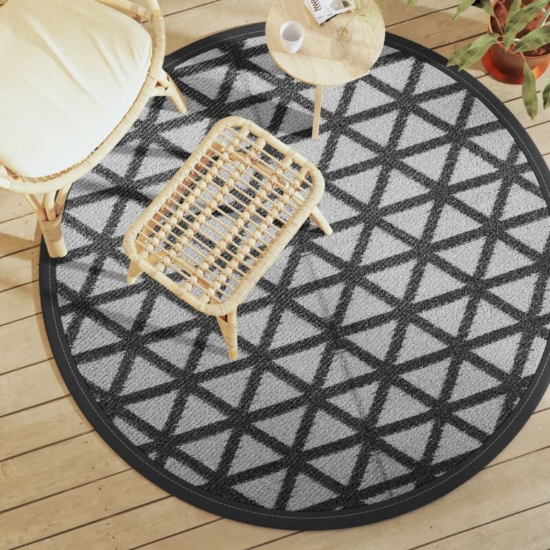 foto del prodotto vidaxl tappeto da esterni arakil nero 160 cm in pp