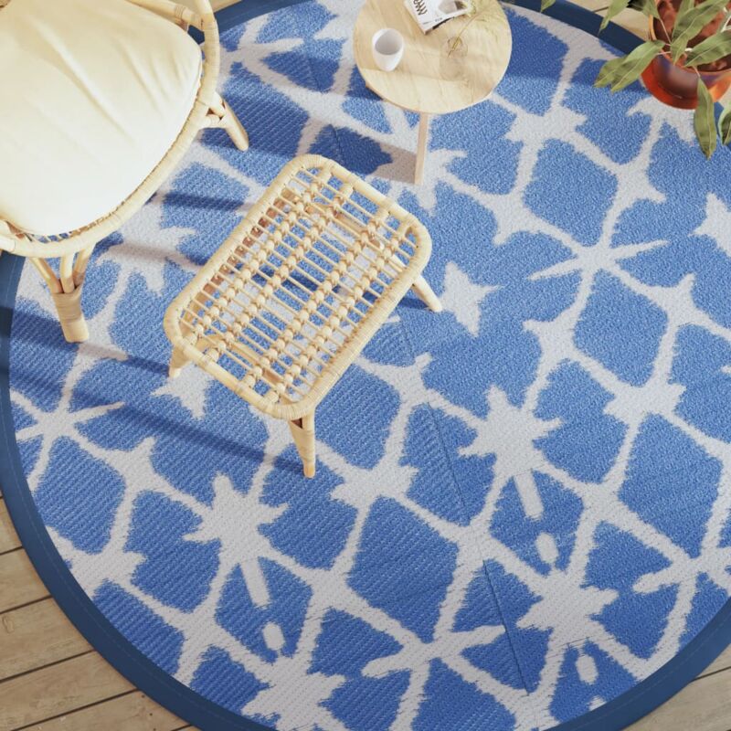 foto del prodotto vidaxl tappeto da esterno arakil blu e bianco 200 cm in pp