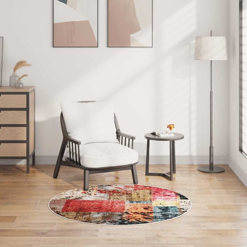 foto del prodotto vidaxl tappeto lavabile patchwork 120 cm multicolore antiscivolo