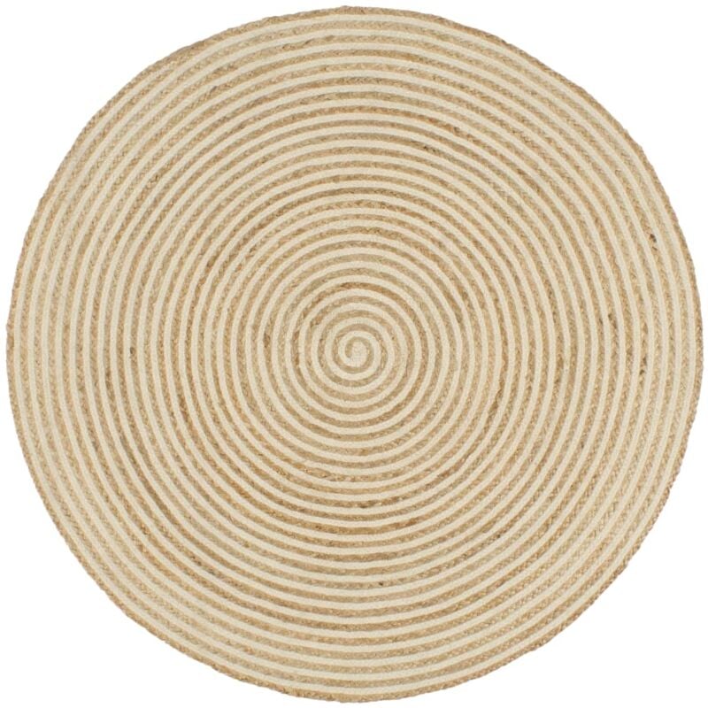foto del prodotto vidaxl tappeto lavorato a mano in juta design a spirale bianco 90 cm