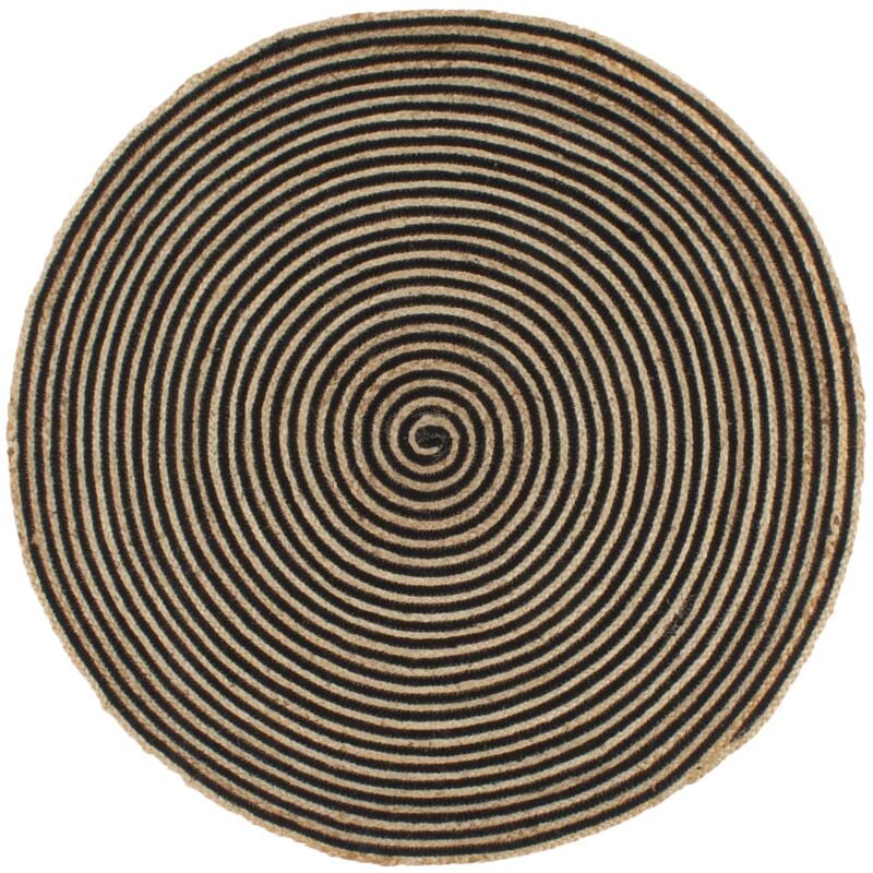 foto del prodotto vidaxl tappeto lavorato a mano in juta design a spirale nero 90 cm