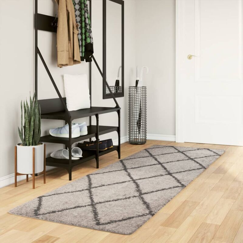 foto del prodotto vidaxl tappeto shaggy pamplona a pelo lungo beige e antracite 80x250cm