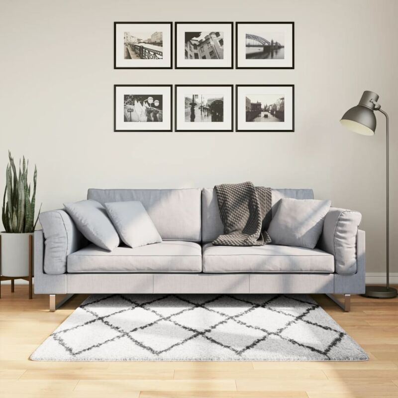 foto del prodotto vidaxl tappeto shaggy pamplona a pelo lungo crema e nero 120x120 cm