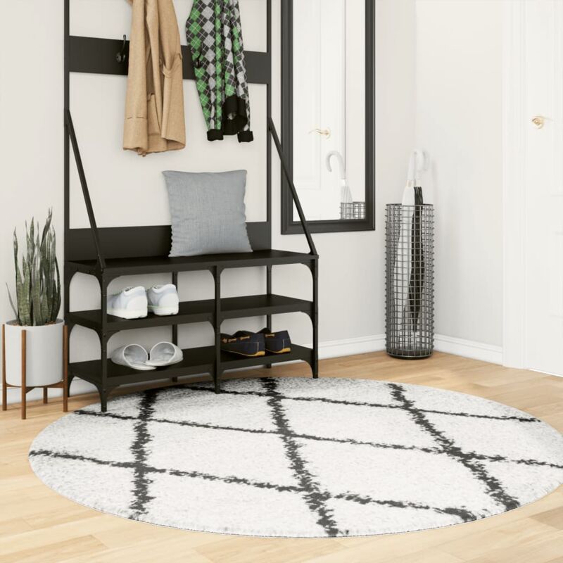 foto del prodotto vidaxl tappeto shaggy pamplona a pelo lungo crema e nero 160 cm