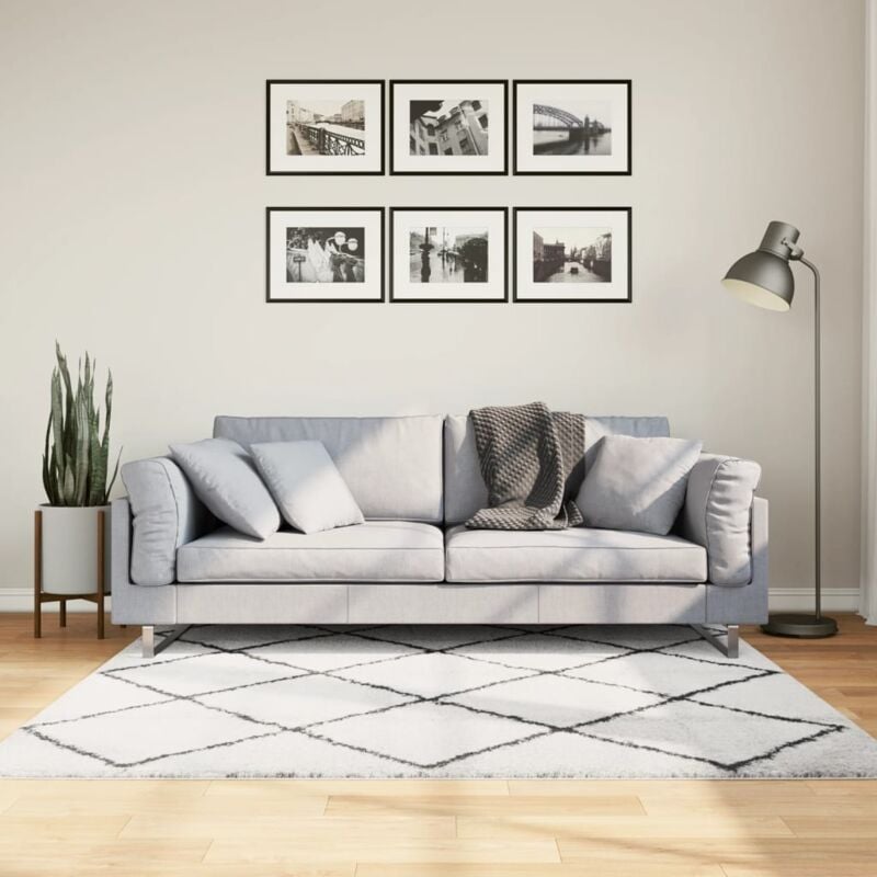 foto del prodotto vidaxl tappeto shaggy pamplona a pelo lungo crema e nero 160x160 cm