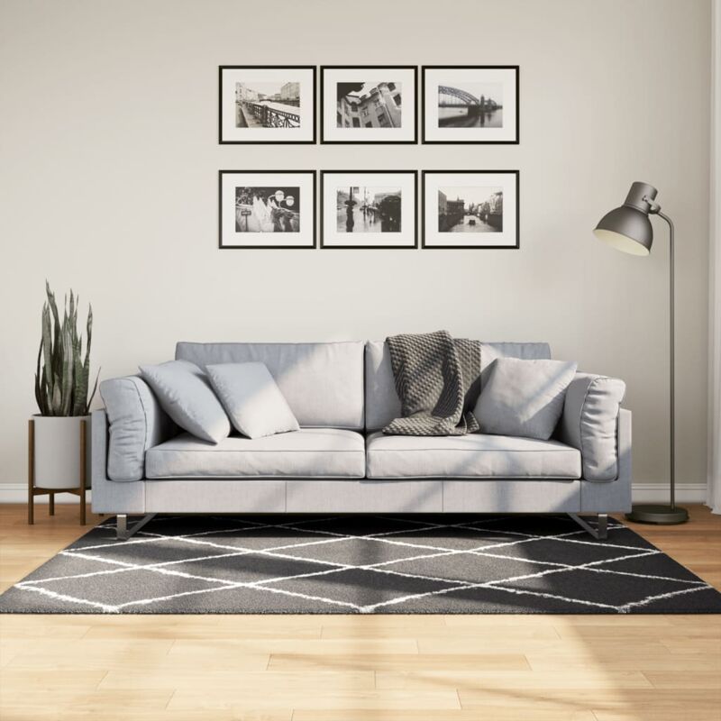 foto del prodotto vidaxl tappeto shaggy pamplona a pelo lungo nero e crema 120x170 cm