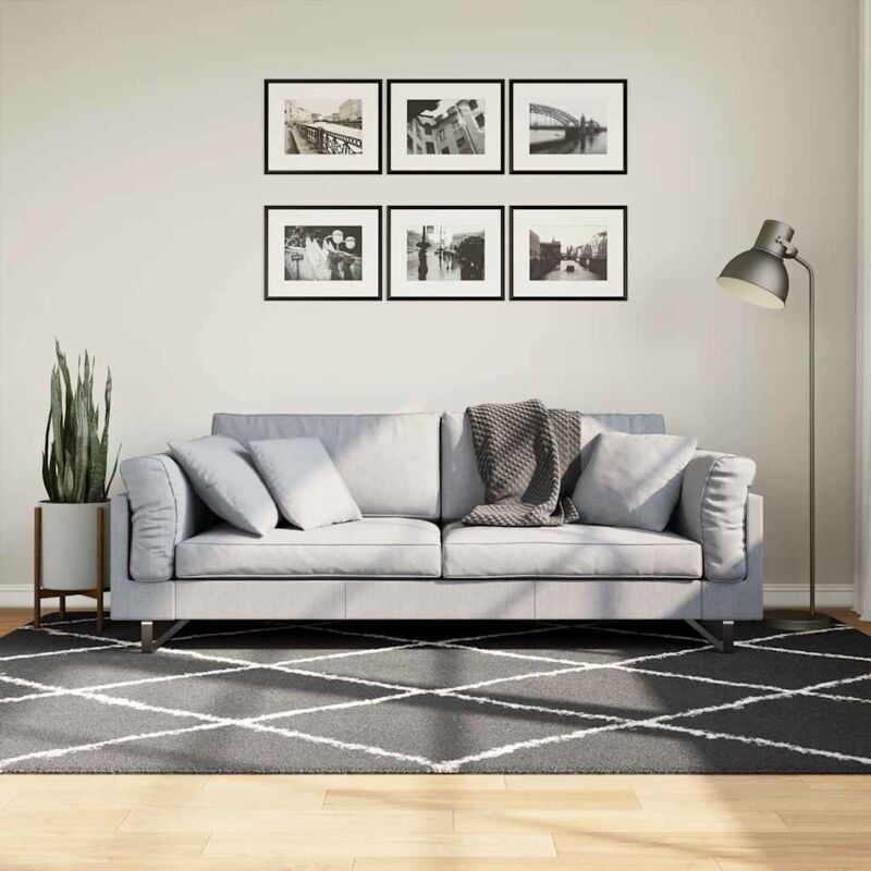 foto del prodotto vidaxl tappeto shaggy pamplona a pelo lungo nero e crema 160x230 cm