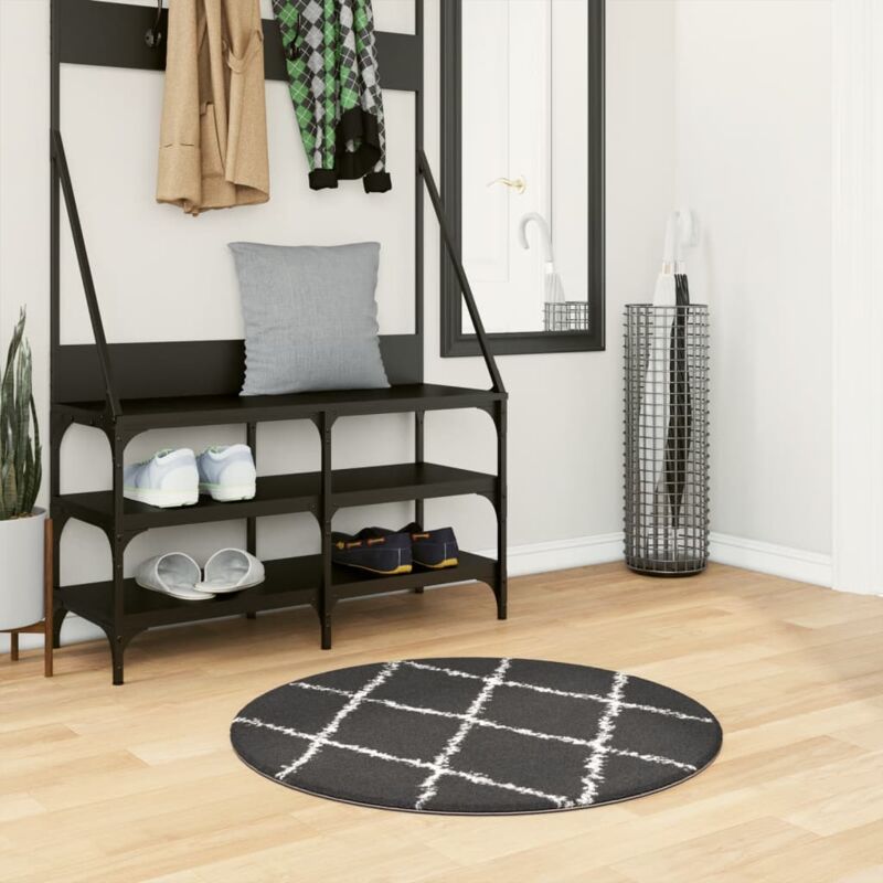 foto del prodotto vidaxl - tappeto shaggy pamplona a pelo lungo nero e crema ø 80 cm