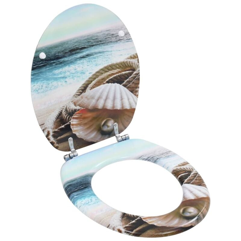 foto del prodotto vidaxl tavoletta wc con coperchio mdf design a conchiglie