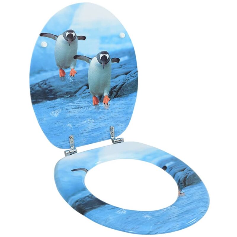 foto del prodotto vidaxl - tavoletta wc con coperchio mdf design pinguino