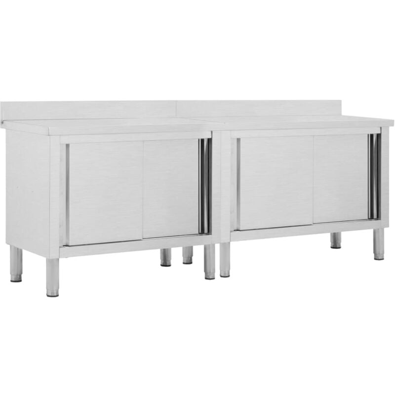 foto del prodotto vidaxl tavoli da lavoro ante scorrevoli 2 pz 240x50x 95 97 cm acciaio