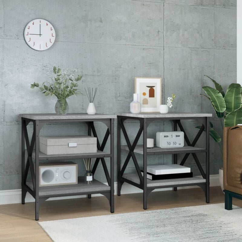foto del prodotto vidaxl tavolini 2 pz grigio sonoma 40x42x50 cm in legno multistrato