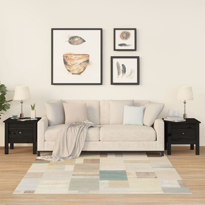 foto del prodotto vidaxl tavolini 2 pz neri 40x40x39 cm in legno massello di pino