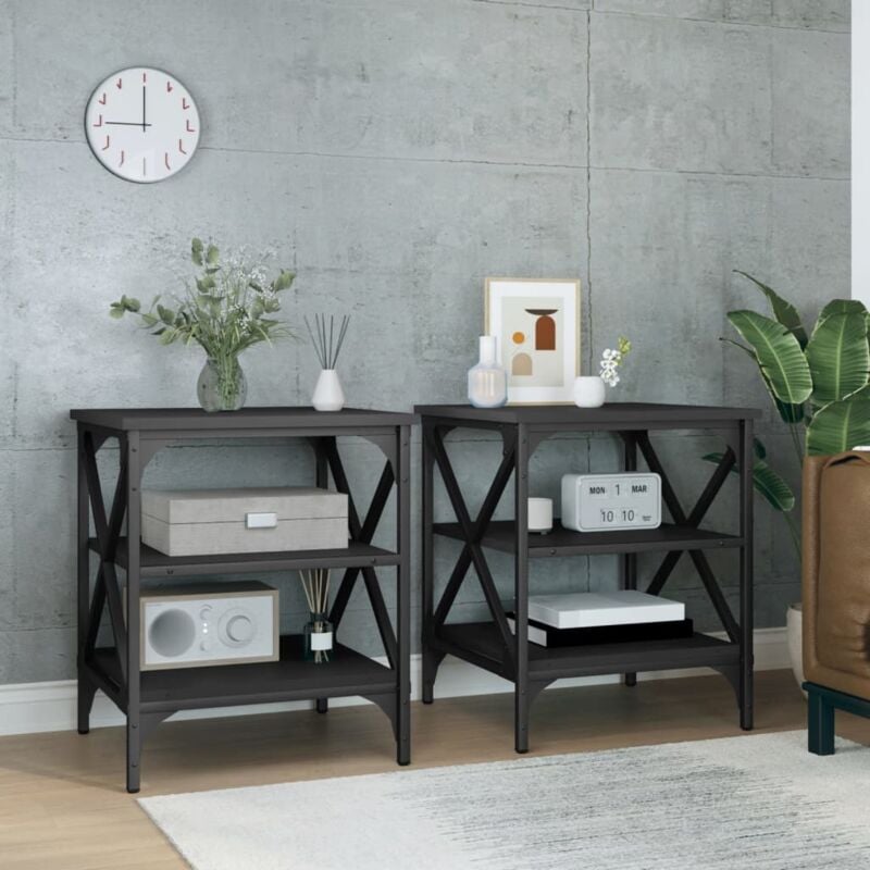 foto del prodotto vidaxl tavolini 2 pz neri 40x42x50 cm in legno multistrato