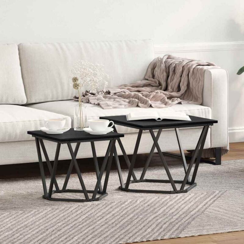 foto del prodotto vidaxl tavolini 2 pz nero rovere legno ingegnerizzato