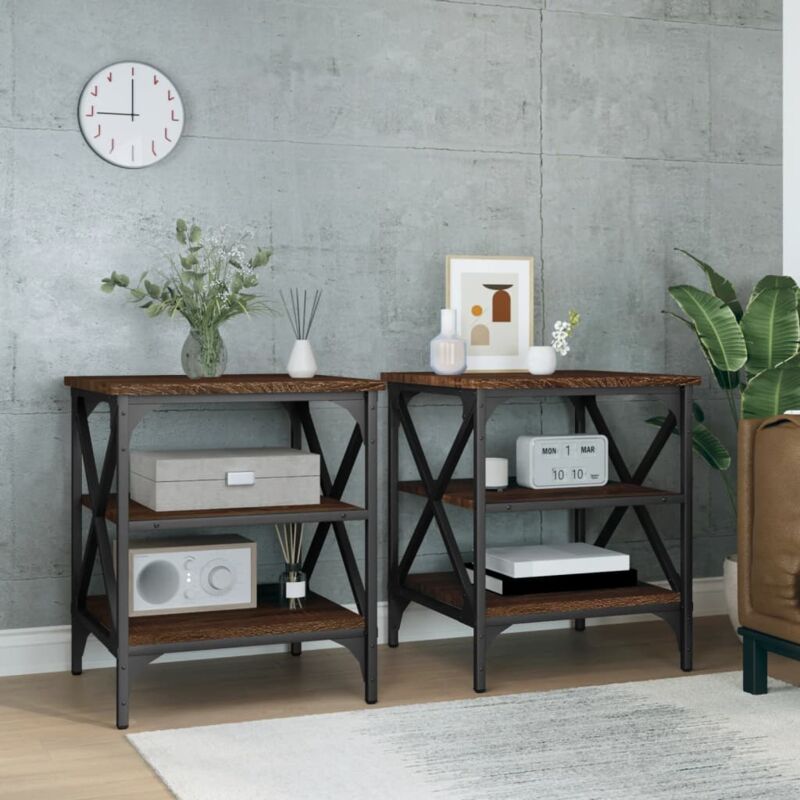 foto del prodotto vidaxl tavolini 2 pz rovere marrone 40x42x50 cm in legno multistrato