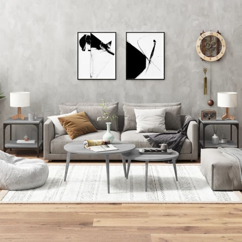 foto del prodotto vidaxl tavolini 2pz grigio sonoma 40x40x40 cm in legno multistrato